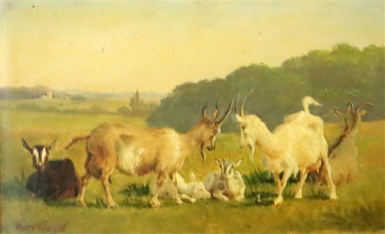Carl Henrik Bogh (1827-1893) Goats in a landscape 6.75 x 11in.